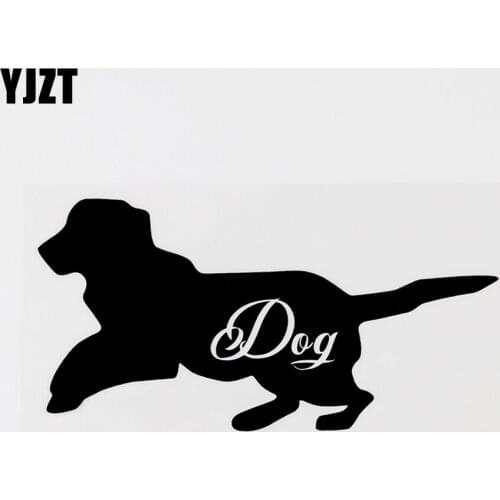 YJZT 13.7CMX7.1CM Fun Jumping Dog Animal Vinyl Car Sticker Decal Black/Silver 8C-0219