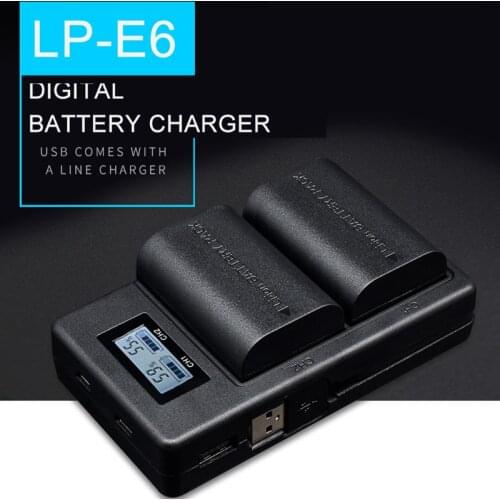 LP E6 LPE6 LP-E6 E6N Battery Charger LCD Dual Charger For Canon EOS 5DS R 5D Mark II 5D Mark III 6D 7D 80D EOS 5DS R Camera