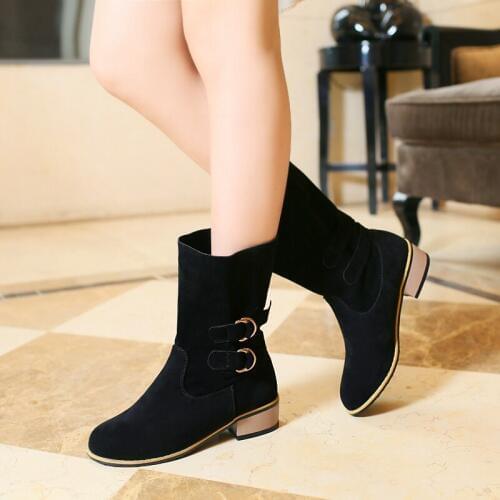 BLXQPYT New Big Size 34-48 Autumn winter Boots Women Fashion Round Toe platform warm winter Heels Party Wedding casual Shoes 716