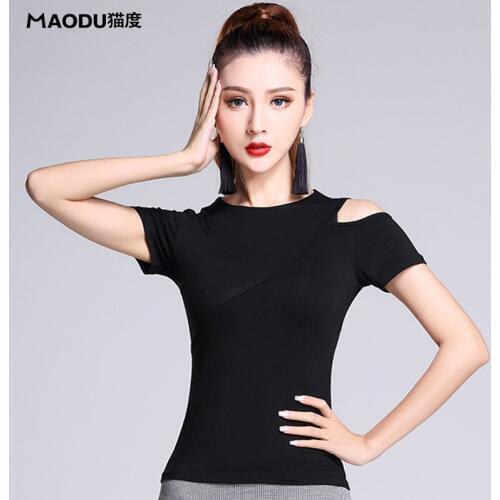 Lady Summer Latin Dancing Suit Short Sleeve Latin Dance Blouse Adult Dance Practice Top Shirt Modern Clothes Coat B-6935