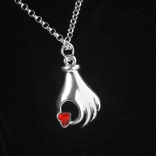 Girl Silver Color Hand Pendant Necklaces for Women Red Stone Sweater Chain Necklace Party Jewelry New Year Birthday Gift