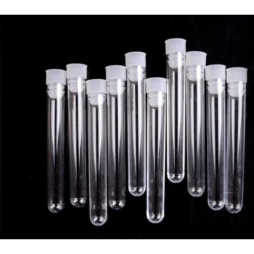 10Pcs/lot Plastic Transparent Laboratory Test Tubes With Lids Vial Sample Containers