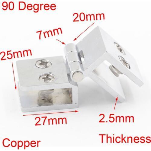 2PCS 90 Degree Copper Glass Hinge Cabinet Hinges