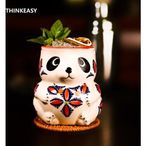 THINKEASY Creative Ceramics Panda TIKI Mug Bar Wine Cocktail Glasses Whiskey Cup Beer Cup Juice Cup Thicken