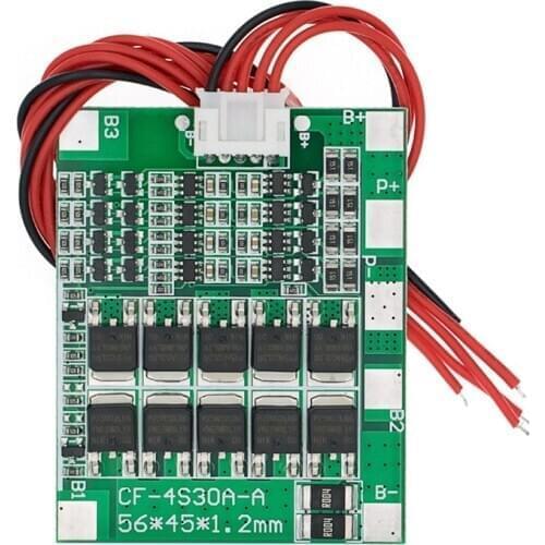 4S 30A 14.8V Li-Ion Lithium 18650 Battery BMS PCB Protection Board Balance Integrated Circuits with Cable