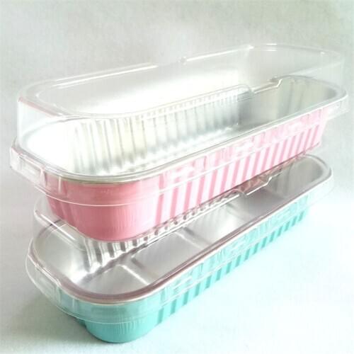 50pcs Net red creative 200ml square aluminum foil pastry cup household diy ice cream chesse salad food packaging box with lid