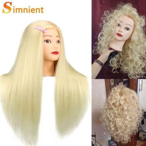 65cm 85%Real Hair Training Head Straight Professional with Stand Cosmetology Doll Head for Styling Curl Practice Mannequin Head