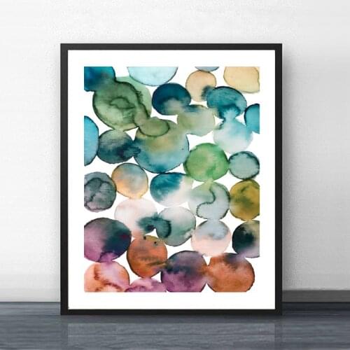 Abstract Watercolor Painting Print Brush Strokes Modern Minimalist Poster Colorful Wall Art Canvas Print Picture Home Room Decor