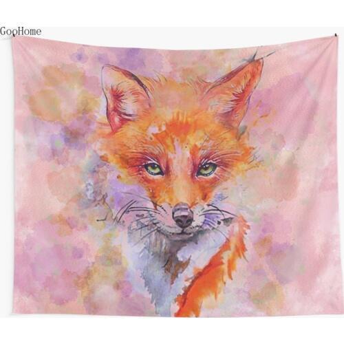 Watercolor colorful Fox Wall Tapestry Beach Towel Polyester Blanket Yoga Shawl Mat