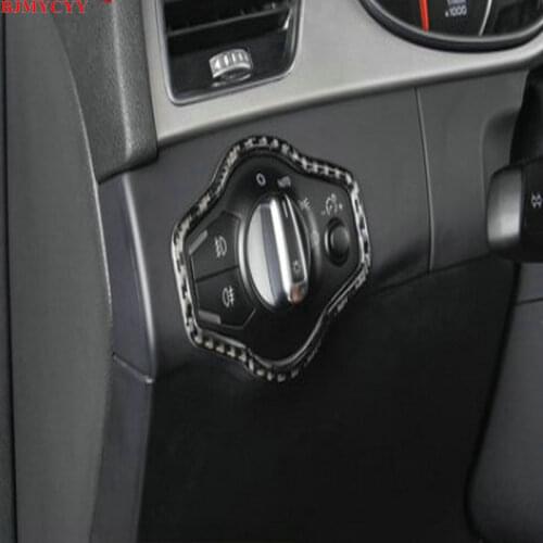 BJMYCYY Automobile headlamp switch carbon fiber decorative frame for Audi A4L A5 Q5 Car Styling Accessory