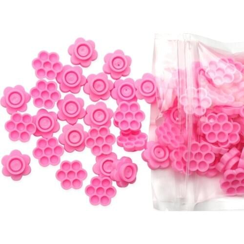100 Pcs Grafting eyelash pink delay cup Eye Lashes Glue Holder Blossom delay cups Eyelash Extension women Makeup Tools
