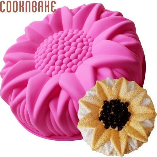 COOKNBAKE Silicone Big Cake Mold Sunflower Pastry Mold DIY Cake Bakeware Baking Tool birthday wedding large cake dessert Molds