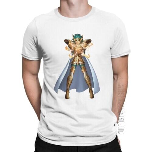 Cygnus T Shirts For Men T-Shirts Knights Of The Zodiac Saint Seiya 90s Anime Male Tees 100% Cotton O-Neck Clothes Gift Idea