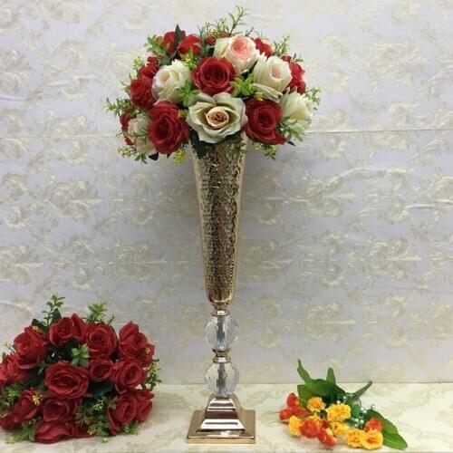 IMUWEN 10PCS Vases Wedding Table Centerpieces Metal Vase Event Floor Road Lead Flower Holders Flowers Stand For Home Decor IM747