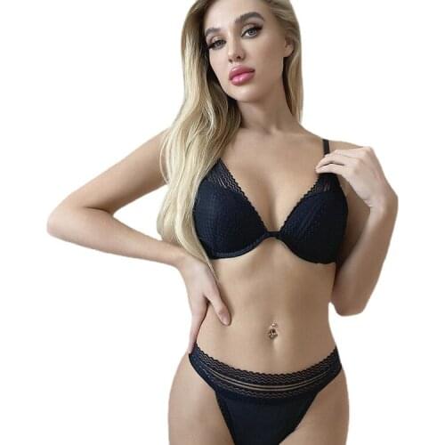 Bra and Panty Set Bre Outfit Sexy Comfortable Fashion Underwear Together Bra Black Youth Unlined Sexy Transparent Bra