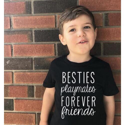 Summer Kids T-shirt Besties Playmates Forever Friends Print Children Fashion Tee Shirt Clothes Boys Girls Funny T-shirts Tops