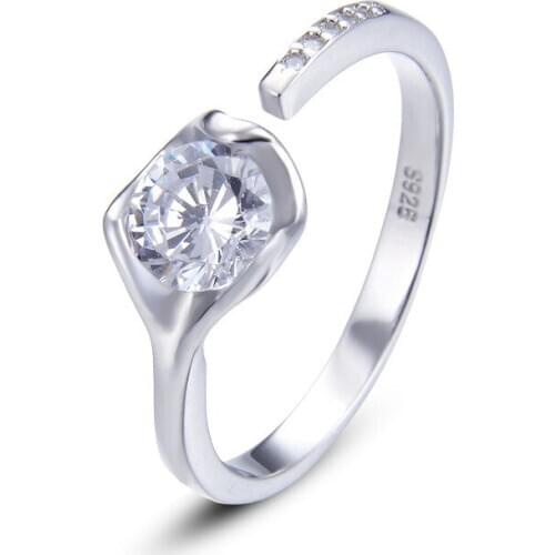 MIQIAO 925 Sterling Silver Petal Diamond Ring For Women Fingers Minimalist Accessories Female Fashion Adjustable Zircon Jewelry