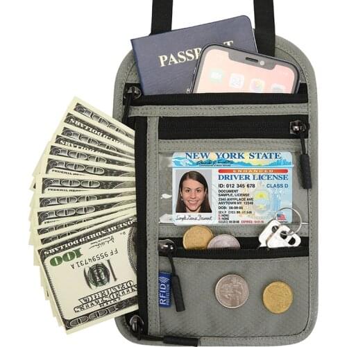 Multifunction Travel Passport Phone Bag Wallet ID Holder Nylon Cloth Pouch Holder RFID Business Passport Covers Hanging Neck