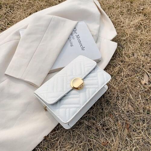 2021 New Shoulder Bag Chains Messenger Bag Fashion Girls Casual Handbag Simple Leisure Solid Color Small Square Women Bag