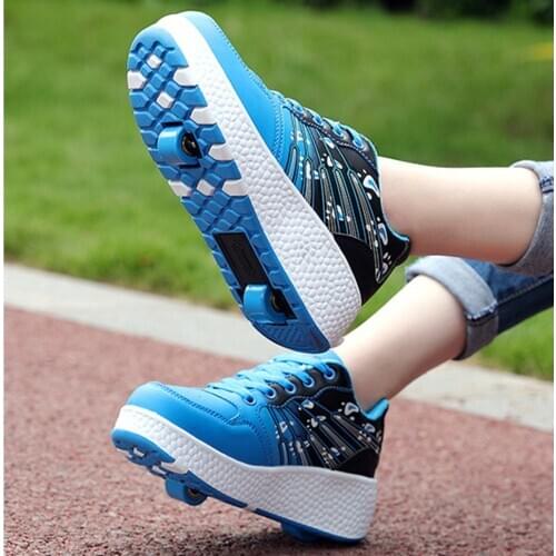 Roller Skate Shoes Shoes with Wheels Luminous Sneakers Shoes Two Wheels Unisex Casual Shoes
