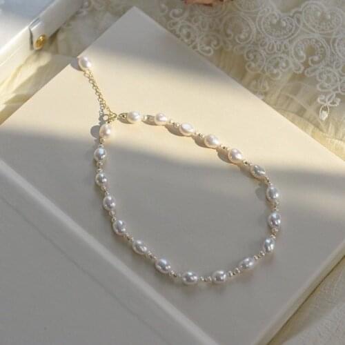 Gold Plated Baroque Natural Freshwater Pearl Necklace For Women Gifts