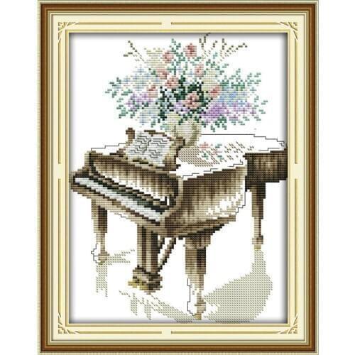 Joy Sunday Grand piano Counted Cross Stitch Kits 11&14CTDIY Cross Stitch Embroidery Kits Needlework for Home Decor Handmade Gift