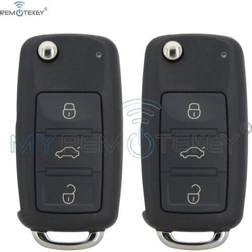 Remtekey 2pcs 300 959 753AA flip remote key shell 3 button for VW Touareg 2004-2011