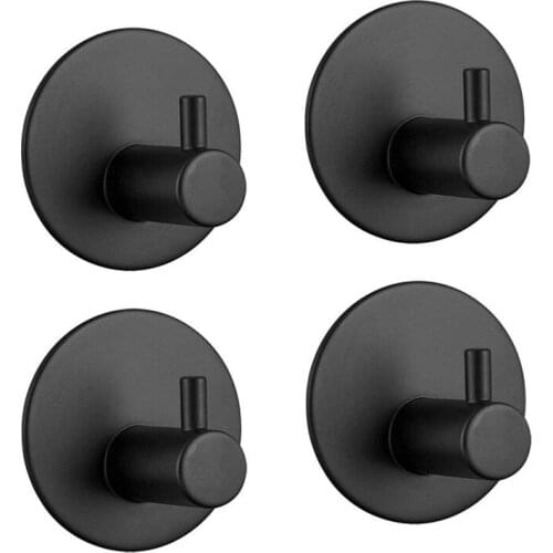 Adhesive hook, self-adhesive black wall-mounted hook key cover towel, super heavy duty stainless steel hook, no drill without sc