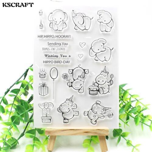 KSCRAFT Cute Elephants Transparent Clear Silicone Stamp/Seal for DIY scrapbooking/photo album Decorative clear stamp sheets 112