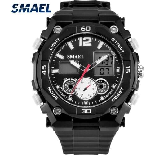 SMAEL Top Brand Luxury Men Watch Man Clock Military Dual Time Sport Watch LED Digital Wristwatches Black 1363 Relogio Masculino