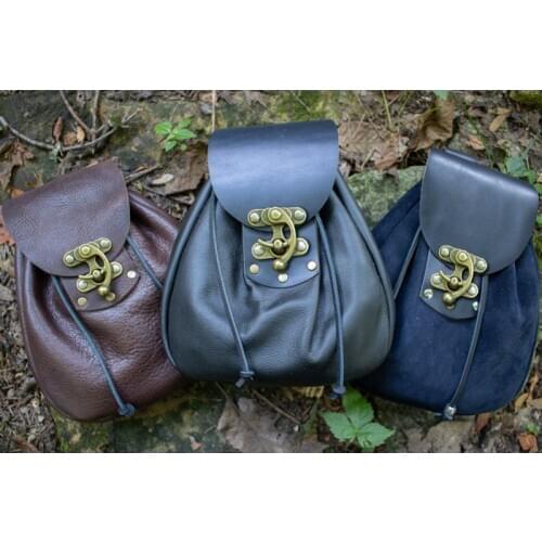 Medieval Cosplay Costume Men Renaissance Pouch Bag Waist Ring Belt Viking Pirate Bandage Bag PU Leather Retro Pockets Coin Purse