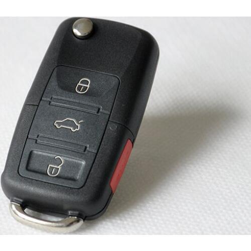 Old Style 3+1 Panic Button 4 Buttons Flip Remote Key Shell Case For VW Tiguan Sagitar Passat Golf Polo Replacement Fob Cover