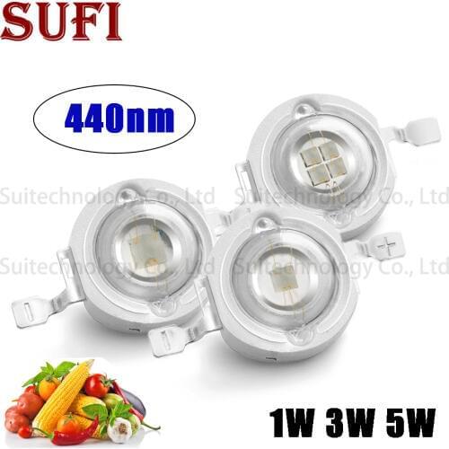 1W 3W 5W High Power LED Grow Chip LED Grow Light Diode Royal Blue Wavelength 440nm for Indoor Plant Fruits Vegetables Growing