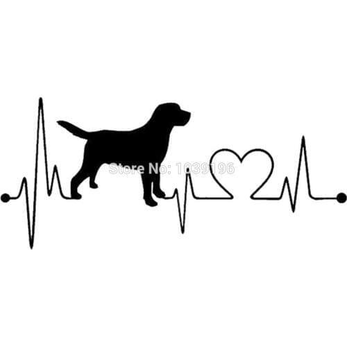10 x New Creative Lovely Pet Dog Labrador Retriever Heart Beat Reflective Auto Decal Cartoon Car Stickers Car Whole Body Decal