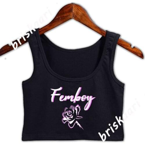 Femboy Crop Top For Girl Character Top Euro Size S-3xl Natural Letter Cute Spring Vest