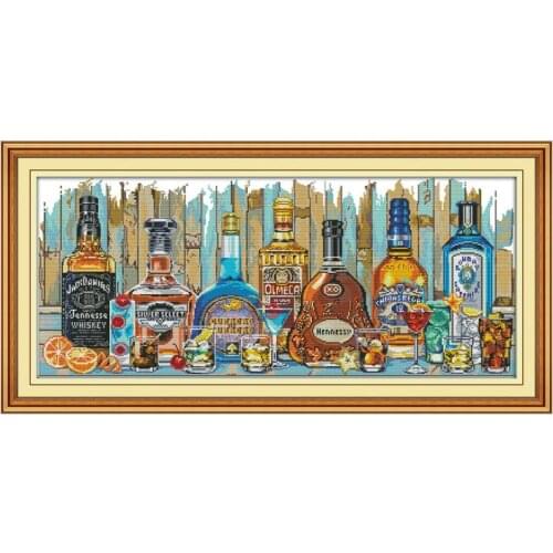 Wine cross stitch kit aida 14ct 11ct count printed canvas stitches embroidery DIY handmade needlework