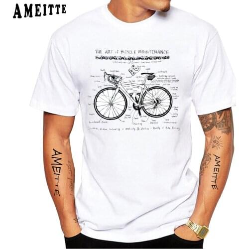 Vintage Art of Bike Maintenance Print T-Shirt Summer Men Short Sleeve Collectors Bikes Print White Casual Tops Hip Hop Boy Tees