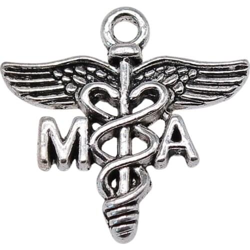 WYSIWYG 10pcs 20x19mm Ma Medical Caduceus Charms Charm Antique Silver Color Medical Caduceus Symbol Charms