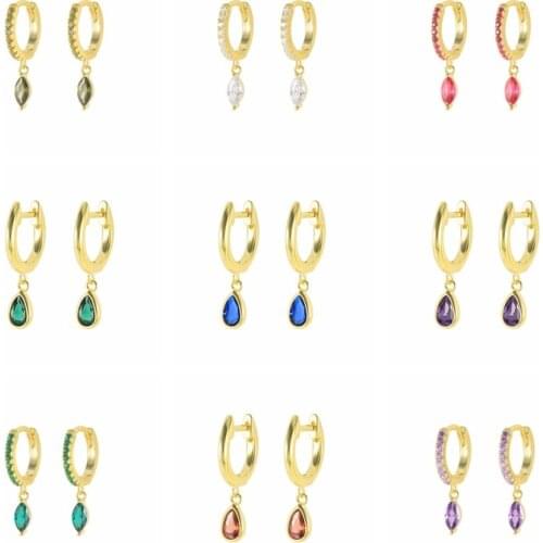 AIDE S925 Sterling Silver Hoop Earrings for Woman Jewelry 2021 Piercing Crystal Water Drop Huggie Earring Aretes Pendientes Aros