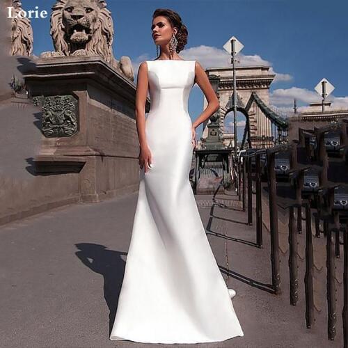 Lorie Mermaid Wedding Dress 2020 Backless Satin Bride Dresses Vestido de novia Boho Elegant Wedding Gown For Women Custom Made