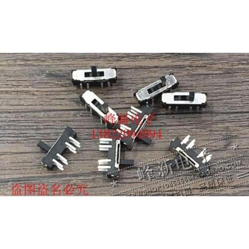 10Pcs Small miniature double row 3-speed 8-pin switch in-line vertical toggle switch sliding switch handle length 4MM