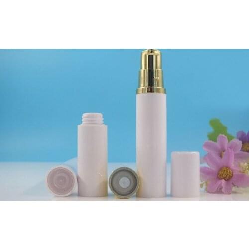 15ML white airless bottle gold pump lotion emulsion serum sample eye essence hyaluronic toner mist sprayer skin care packing