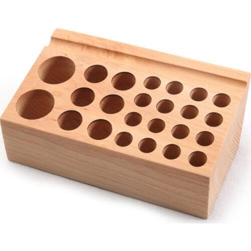 24 Holes Craftool Wood Tool Stamp Stand Beech Rack Leather Holder DIY Craft