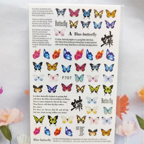 3D Nail Sticker English Letter Butterfly Nail Foil Glue Sticker Moth Blue Morpho Stickers for Manicure Nail Art Decoration