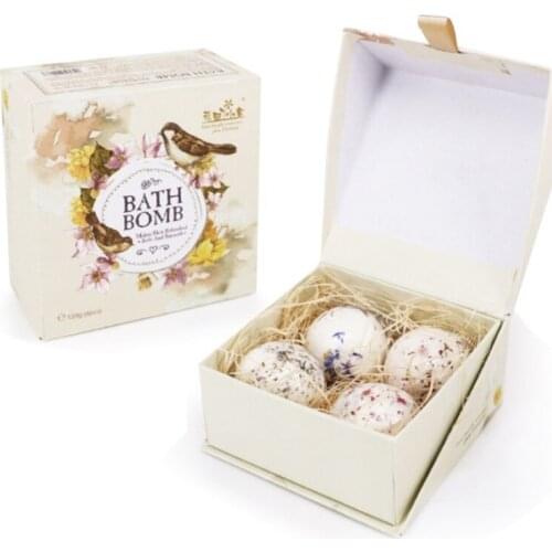 4Pcs Dried Flower Bath Bombs Gift Set with Essential Oils Spa Bubble for Women Birthday Mothers Day N0PF