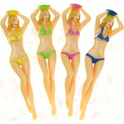 4pcs Golf Tees Plastic Golf Ball Nails Golf Supplies Bikini Sexy Lady Shaped Sports Training Equipment for Sports Random color