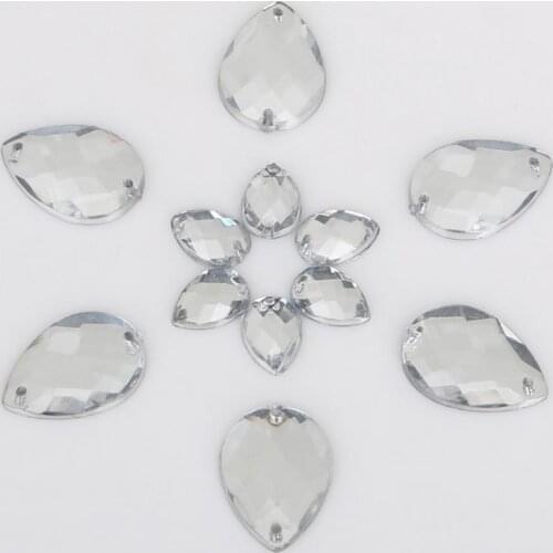 50-100Pcs/lot Flatback Beads Acrylic Crystal Sew On Rhinestones For Dancing Dress Clothing Craft Decoration Sewing Needlework