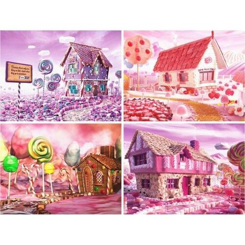 Full Square Diamond Painting house Candy Diamond Embroidery Sale Rhinestone Lollipop Picture 5d Diamond Mosaic Cross-stitch kits