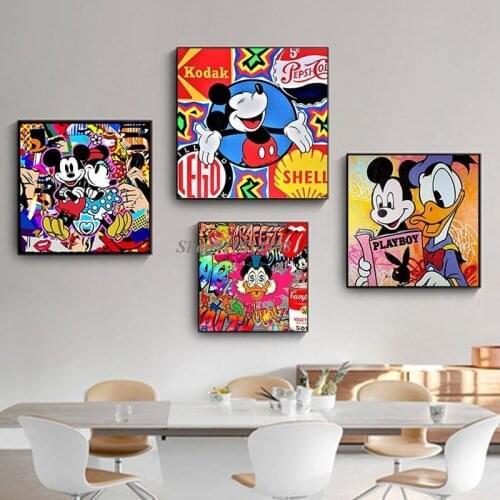 Anime Disney Cartoon Wall Street Art Mickey Mouse Picture Home Decor Canvas Painting Poster Living Room Decor Donald Duck Prints