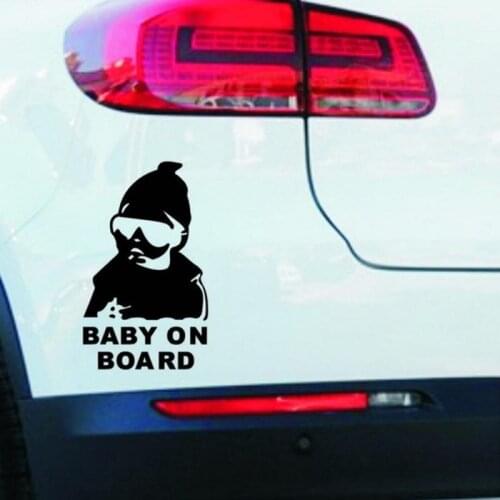 Car Exterior Stickers 14x9cm BABY ON BOARD Cool Rear Reflective Sunglasses For Kids Car Warning Note Decals